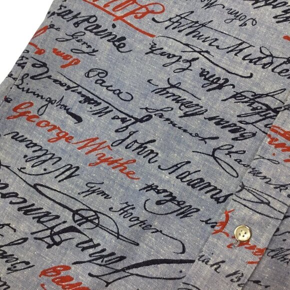 Vtg Declaration of Independence Signatures Shirt Van Heusen 417 Mens Sz 20 14.5 - Picture 5 of 7